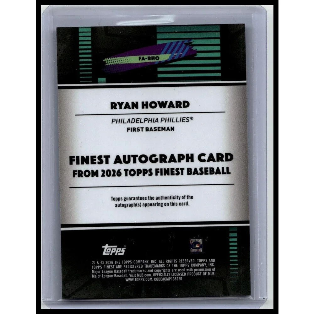 2026 Topps Finest - Finest Autographs Ryan Howard #FA-RHO Black 9/10 Phillies